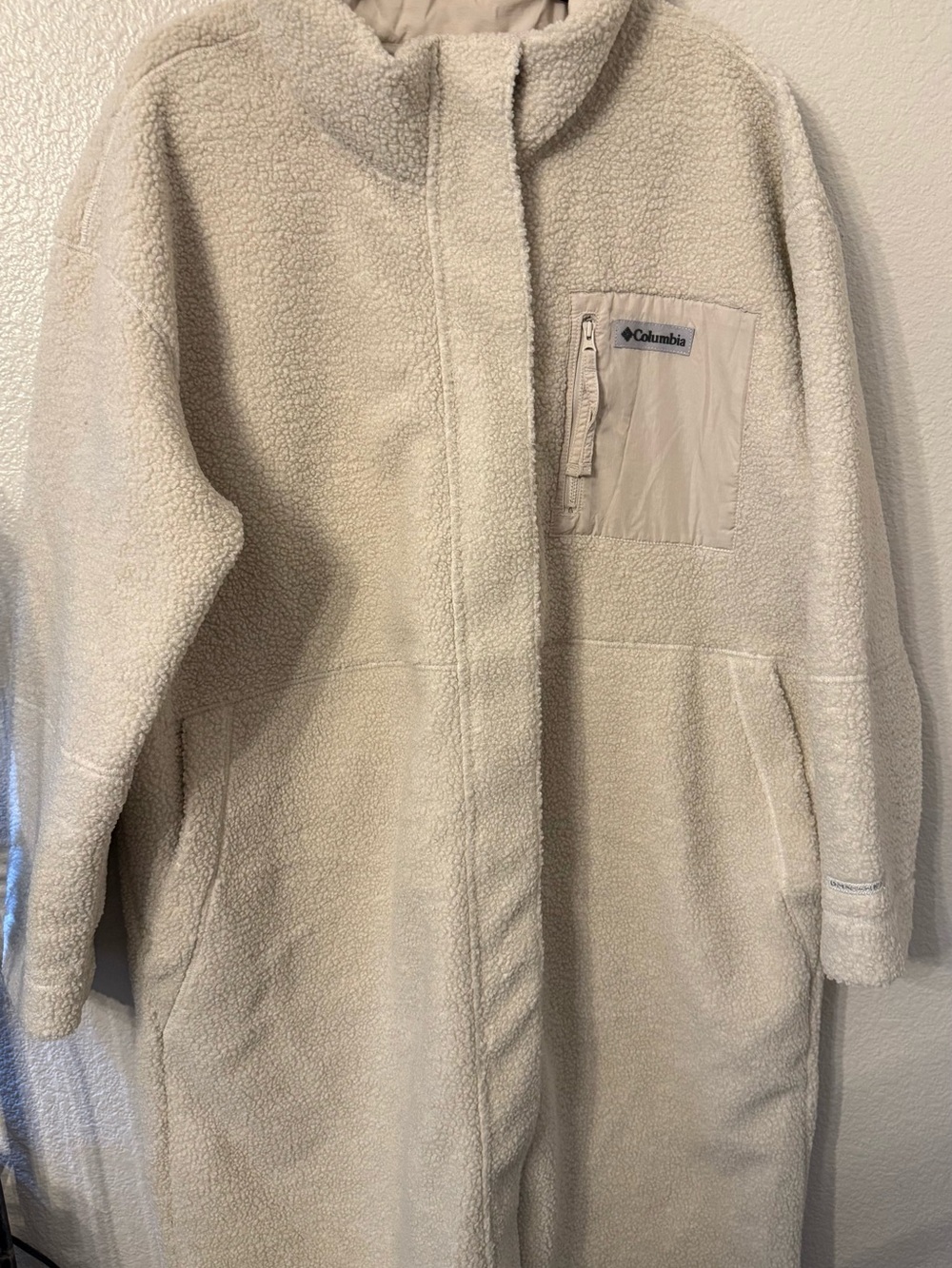 Columbia Women's Cream Long Sherpa Trench Coat